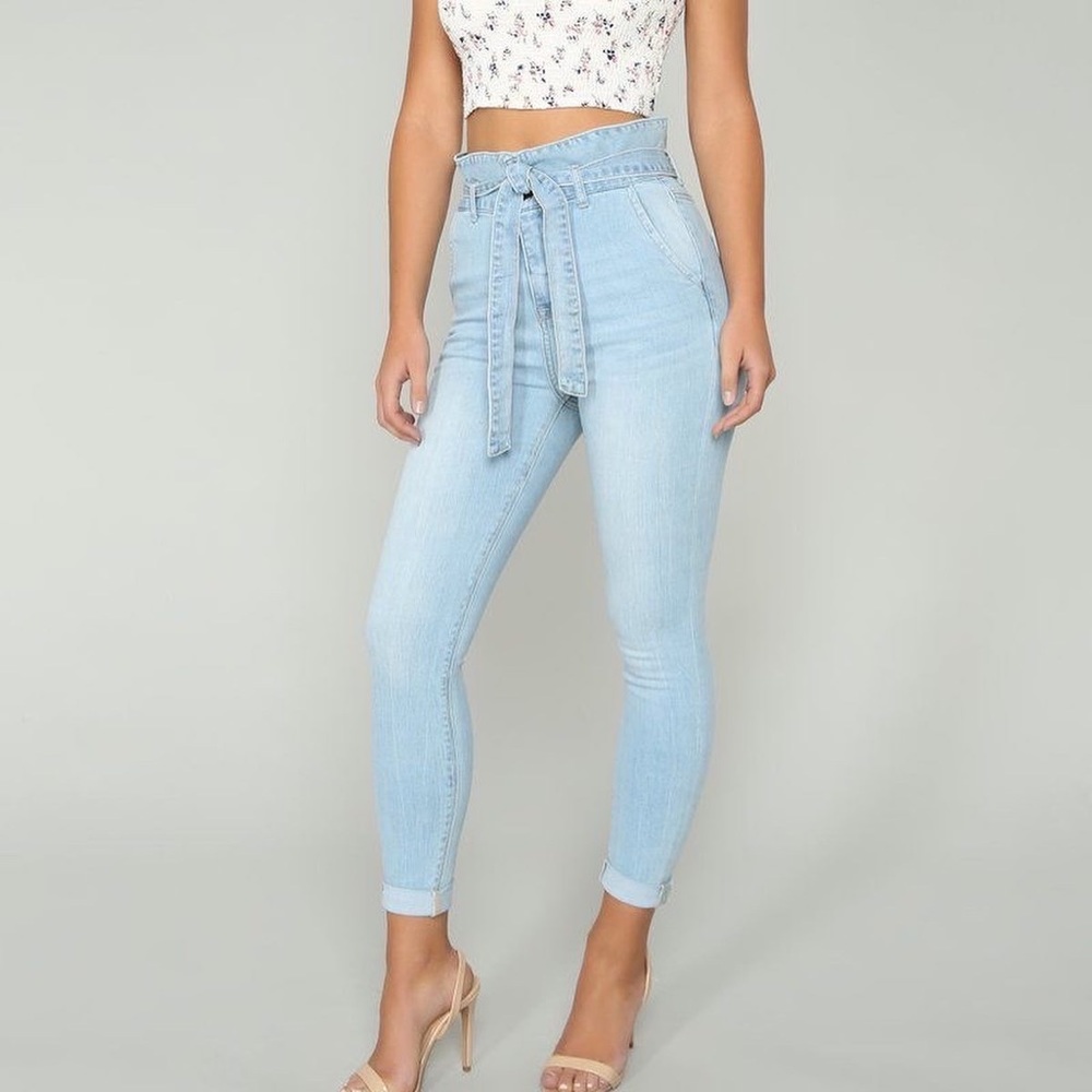 NWT Fashion Nova paper bag high waisted waist tie